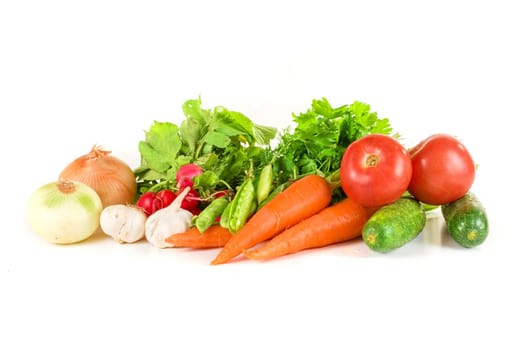 heap of vegetables isolated on white background