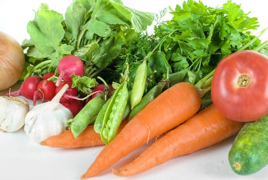 heap of vegetables isolated on white background