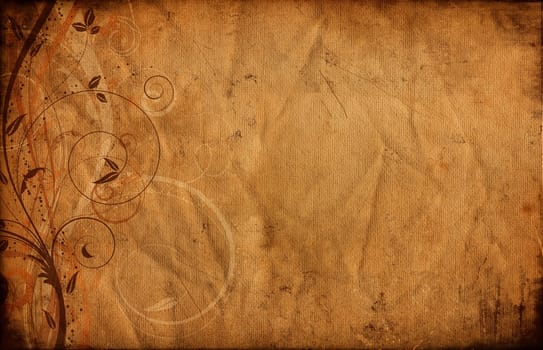 Old grunge style background with floral design