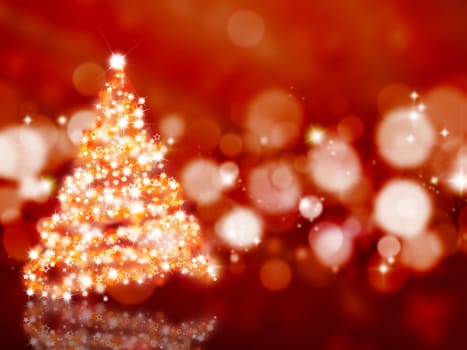 Sparkly Christmas tree on an abstract background