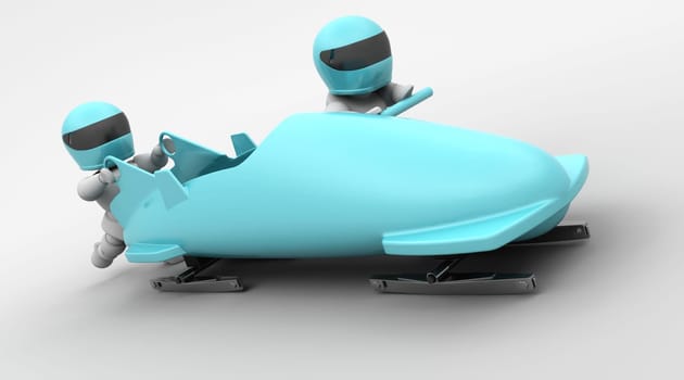 3D render of a two man bobsleigh team