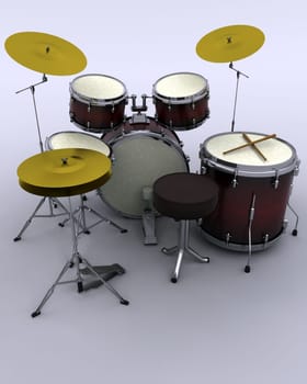 3d render of a concert drum kit