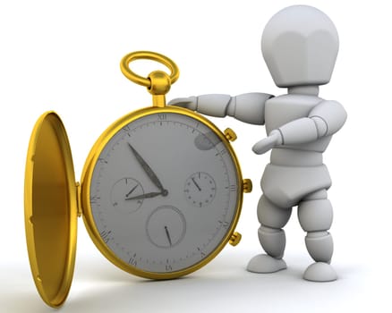 3D render of a man with classic pocket watch