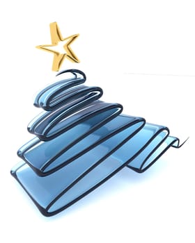 3D render of Scribble sketch Christmas tree concept