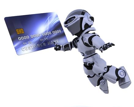 3D render of a robot and charge card
