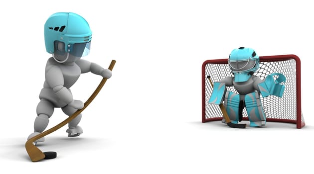 3D render of ice hockey players