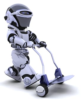 3D render of a robot introducing or presenting