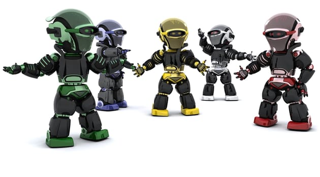 3D render of robots in conflict resolution