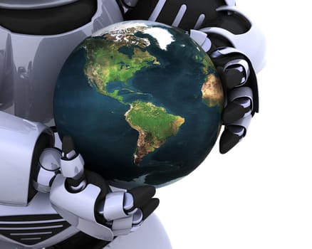 3D Render of a man protecting a globe