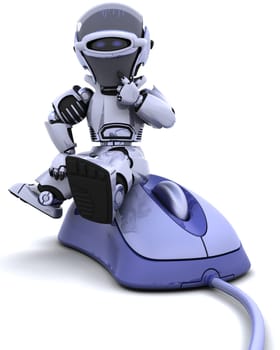 3D render of robot with a computer mouse