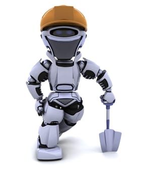3D render of a construction robot with spade