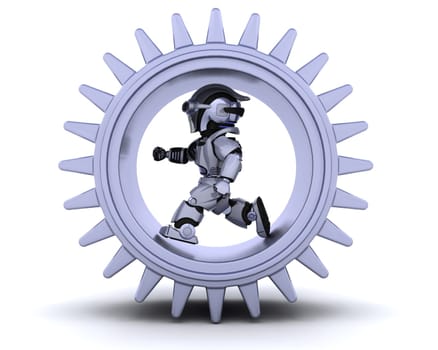 3d Render of robots with gear mechanism