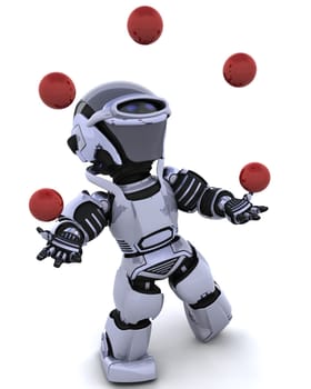 3D render of a robot juggling balls