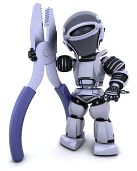 3D render of robot with a pair of pliars