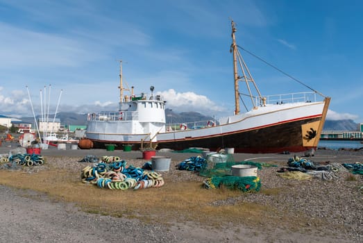 ships in the port of Hofn in Iceland