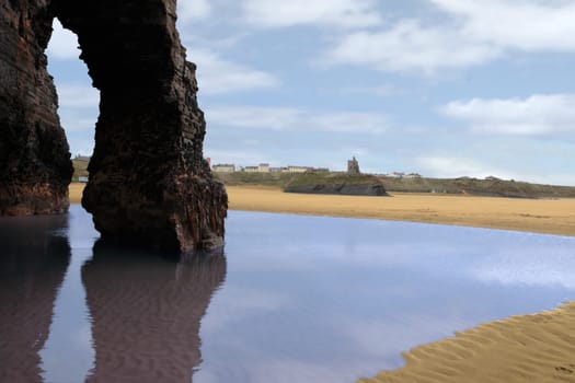 a scenic view of the ballybunion castle and coastline on irelands west coast