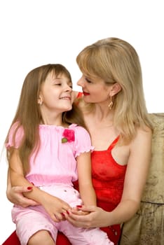 Mother and the daughter smile each other
