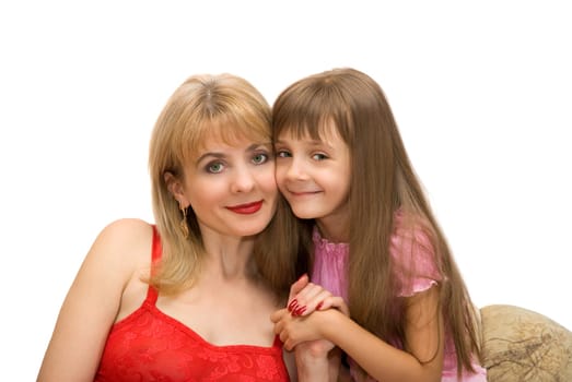 Mother and the daughter hold each other for hands