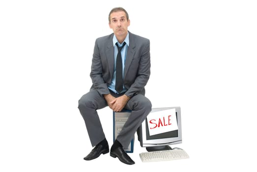 The needy businessman sells office technics