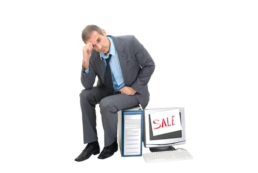 The needy businessman sells office technics
