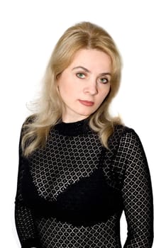 The beautiful woman in a black blouse