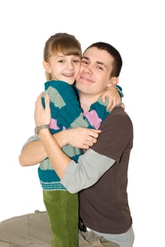 The brother and the sister embrace