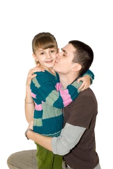 The brother and the sister embrace and kiss
