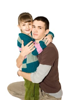 The brother and the sister embrace