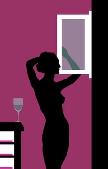Girl,Girl,Woman,Window,Curtain,Store,Waiting,Expectation