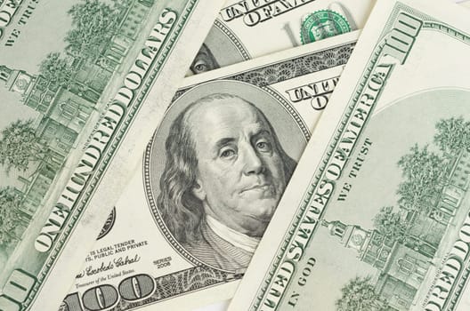 Close up view of pack dollar banknotes