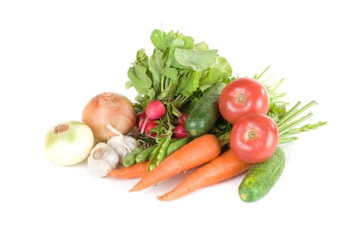 heap of vegetables isolated on white background
