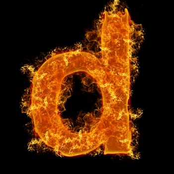 Fire small letter D on a black background