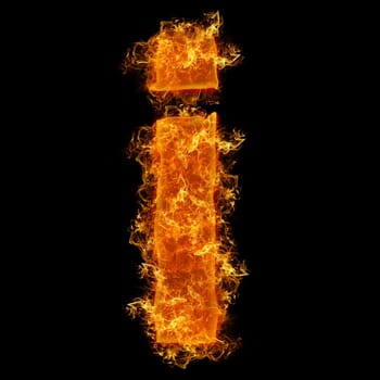 Fire small letter I on a black background