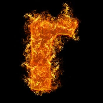 Fire small letter R on a black background