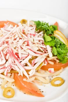 salad of crab meat closeup