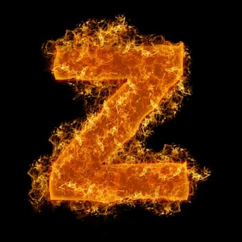 Fire small letter Z on a black background