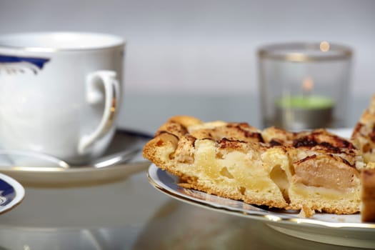 Piece of apple pie in close-up