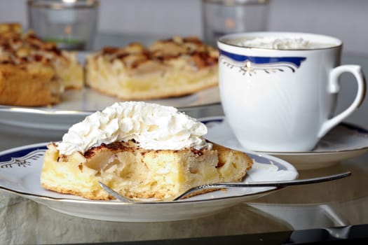 Apple pie with whipped cream