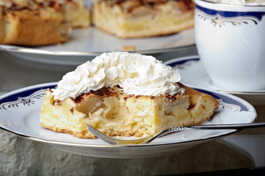 Apple pie with whipped cream
