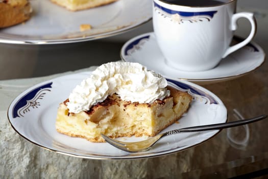 Apple pie with whipped cream