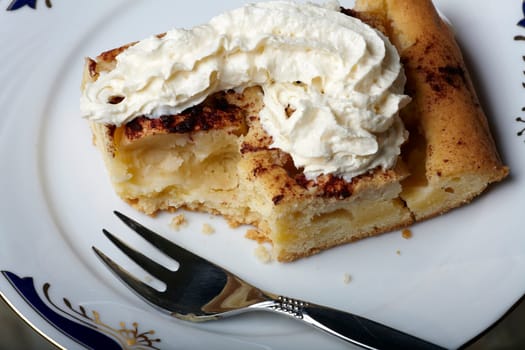 Apple pie with whipped cream