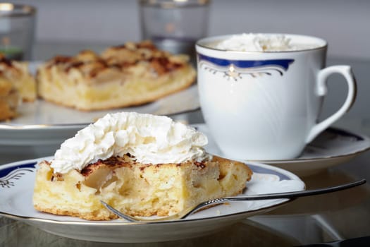 Apple pie with whipped cream