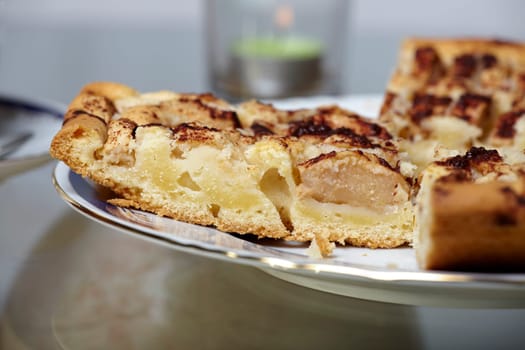 Piece of apple pie in close-up