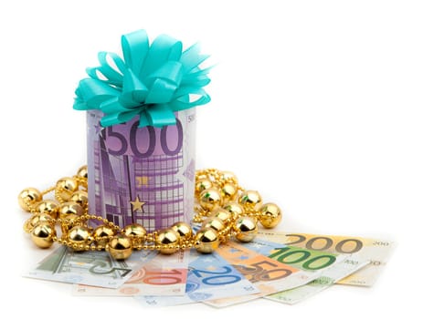 500 euro money gift isolated