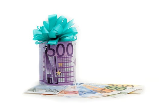 500 euro money gift isolated