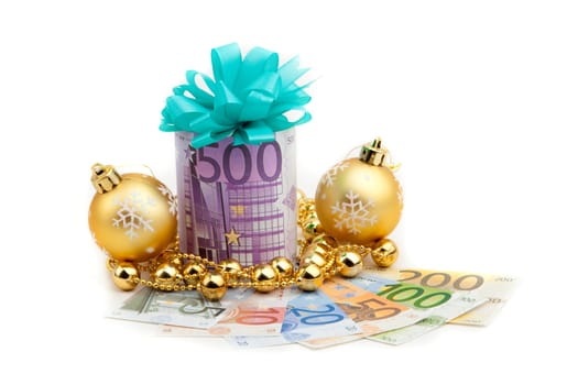 500 euro money gift isolated