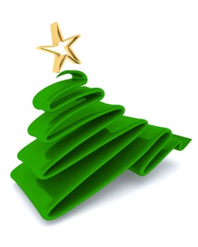 3D render of Scribble sketch Christmas tree concept