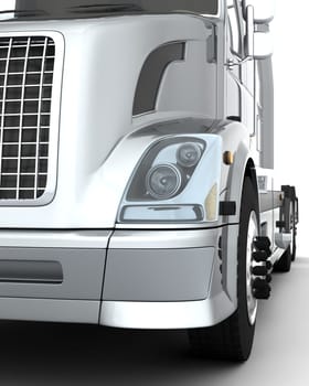 3D render of a white  American semi-truck