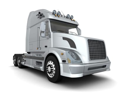 3D render of a white  American semi-truck