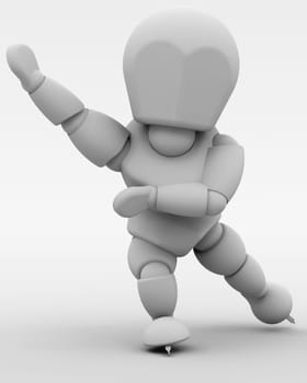 3D render of a man competing in the speed skating